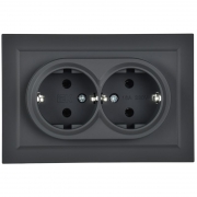 Розетка 2-м СП BRITE РС12-3-БрГ 16А в сборе с заземл. без защ. шторок графит IEK BR-R21-16-K53-F BR-R21-16-K53-F