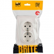 Розетка 2-м СП BRITE РС12-3-БрЖ 16А в сборе с заземл. без защ. шторок жемчуж. IEK BR-R21-16-K36-F BR-R21-16-K36-F