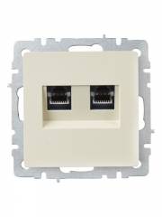 Розетка компьютерная двойная СП RJ45 кат.5E BRITE РК10-2-БрКр беж. IEK BR-K20-1-K10 BR-K20-1-K10