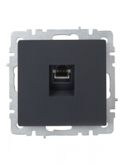 Розетка компьютерная СП RJ45 кат.5E BRITE РК10-БрГ графит IEK BR-K10-1-K53 BR-K10-1-K53