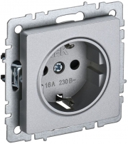 Розетка BRITE РС11-1-0-БрА 16А с заземл. без защ. шторки алюм. IEK BR-R11-16-K47 BR-R11-16-K47