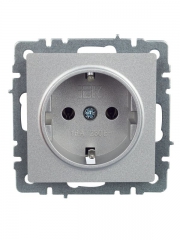 Розетка BRITE РС11-1-0-БрА 16А с заземл. без защ. шторки алюм. IEK BR-R11-16-K47 BR-R11-16-K47