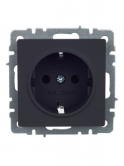 Розетка 1-м СП BRITE РС11-1-0-БрГ 16А с заземл. без защ. шторки графит IEK BR-R11-16-K53 BR-R11-16-K53