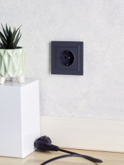 Розетка 1-м СП BRITE РС11-1-0-БрГ 16А с заземл. без защ. шторки графит IEK BR-R11-16-K53 BR-R11-16-K53