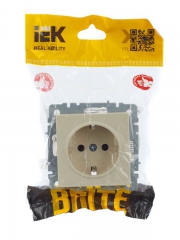Розетка BRITE РС11-1-0-БрКр 16А с заземл. без защ. шторки беж. IEK BR-R11-16-K10 BR-R11-16-K10