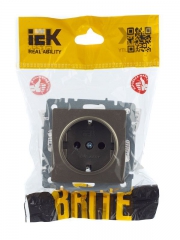 Розетка BRITE РС11-1-0-БрШ 16А с заземл. без защ. шторки шампань IEK BR-R11-16-K37 BR-R11-16-K37