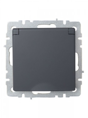Розетка BRITE РСбш10-3-БрГ 16А IP20 с заземл. защ. шторки с крышкой графит IEK BR-R16-16-K53 BR-R16-16-K53