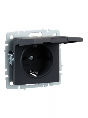 Розетка BRITE РСбш10-3-БрГ 16А IP20 с заземл. защ. шторки с крышкой графит IEK BR-R16-16-K53 BR-R16-16-K53