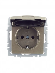 Розетка BRITE РСбш10-3-БрШ 16А IP20 с заземл. защ. шторки с крышкой шампань IEK BR-R16-16-K37 BR-R16-16-K37