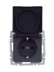 Розетка BRITE РСбш10-3-44-БрГ 16А IP44 с заземл. защ. шторки с крышкой графит IEK BR-R16-16-44-K53 BR-R16-16-44-K53