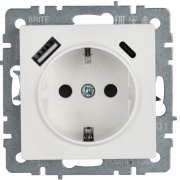 Розетка BRITE РЮш11-1-БрБ 16А с USB A+C 18Вт с заземл. защ. шторки бел. IEK BR-R14-16-U22-018-K01 BR-R14-16-U22-018-K01