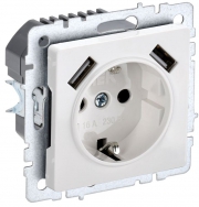 Розетка BRITE РЮш10-2-БрБ 16А с USB A+A 3.1А с заземл. защ. шторки бел. IEK BR-R14-16-U21-D31-K01 BR-R14-16-U21-D31-K01
