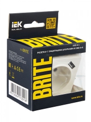 Розетка BRITE РЮш10-2-БрБ 16А с USB A+A 3.1А с заземл. защ. шторки бел. IEK BR-R14-16-U21-D31-K01 BR-R14-16-U21-D31-K01