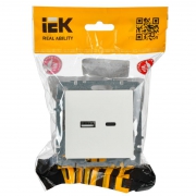 Розетка BRITE USB A+C 18Вт РЮ11-1-БрБ бел. IEK BR-U22-018-K01 BR-U22-018-K01