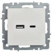 Розетка BRITE USB A+C 18Вт РЮ11-1-БрБ бел. IEK BR-U22-018-K01 BR-U22-018-K01