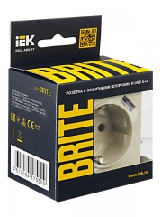 Розетка BRITE РЮш10-1-БрКр 16А с USB A+A 2.1А с заземл. защ. шторки беж. IEK BR-R14-16-U21-D21-K10 BR-R14-16-U21-D21-K10