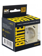 Розетка BRITE РЮш11-1-БрКр 16А с USB A+C 18Вт с заземл. защ. шторки беж. IEK BR-R14-16-U22-018-K10 BR-R14-16-U22-018-K10