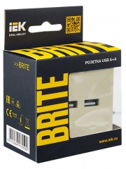 Розетка BRITE USB A+A 3.1А РЮ10-1-БрКр беж. IEK BR-U21-D31-K10 BR-U21-D31-K10