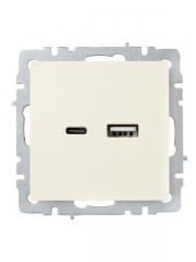 Розетка BRITE USB A+C 18Вт РЮ11-1-БрКр беж. IEK BR-U22-018-K10 BR-U22-018-K10