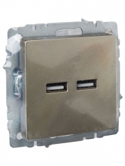 Розетка BRITE USB A+A 3.1А РЮ10-1-БрШ шампань IEK BR-U21-D31-K37 BR-U21-D31-K37