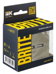 Розетка BRITE USB A+A 3.1А РЮ10-1-БрШ шампань IEK BR-U21-D31-K37 BR-U21-D31-K37