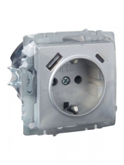 Розетка BRITE РЮш11-1-БрА 16А с USB A+C 18Вт с заземл. защ. шторки алюм. IEK BR-R14-16-U22-018-K47 BR-R14-16-U22-018-K47