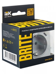 Розетка BRITE РЮш11-1-БрА 16А с USB A+C 18Вт с заземл. защ. шторки алюм. IEK BR-R14-16-U22-018-K47 BR-R14-16-U22-018-K47