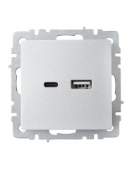 Розетка BRITE USB A+C 18Вт РЮ11-1-БрА алюм. IEK BR-U22-018-K47 BR-U22-018-K47