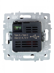 Розетка BRITE USB A+C 18Вт РЮ11-1-БрА алюм. IEK BR-U22-018-K47 BR-U22-018-K47