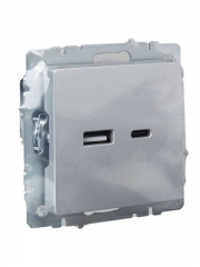 Розетка BRITE USB A+C 18Вт РЮ11-1-БрА алюм. IEK BR-U22-018-K47 BR-U22-018-K47