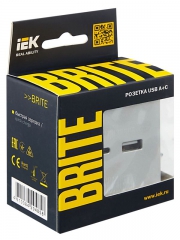 Розетка BRITE USB A+C 18Вт РЮ11-1-БрА алюм. IEK BR-U22-018-K47 BR-U22-018-K47