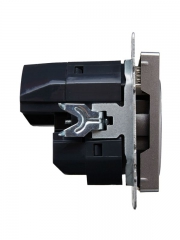 Розетка BRITE РЮш10-1-БрС 16А с USB A+A 2.1А с заземл. защ. шторки сталь IEK BR-R14-16-U21-D21-K46 BR-R14-16-U21-D21-K46