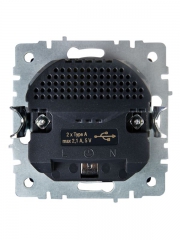 Розетка BRITE РЮш10-1-БрС 16А с USB A+A 2.1А с заземл. защ. шторки сталь IEK BR-R14-16-U21-D21-K46 BR-R14-16-U21-D21-K46