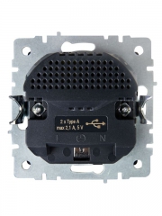 Розетка BRITE РЮш10-1-БрГ 16А с USB A+A 2.1А с заземл. защ. шторки графит IEK BR-R14-16-U21-D21-K53 BR-R14-16-U21-D21-K53