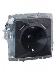 Розетка BRITE РЮш10-1-БрГ 16А с USB A+A 2.1А с заземл. защ. шторки графит IEK BR-R14-16-U21-D21-K53 BR-R14-16-U21-D21-K53