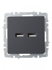 Розетка BRITE USB A+A 3.1А РЮ10-1-БрГ графит IEK BR-U21-D31-K53 BR-U21-D31-K53