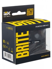 Розетка BRITE USB A+A 3.1А РЮ10-1-БрГ графит IEK BR-U21-D31-K53 BR-U21-D31-K53