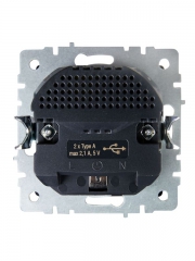 Розетка BRITE РЮш10-1-БрМ 16А с USB A+A 2.1А с заземл. защ. шторки маренго IEK BR-R14-16-U21-D21-K35 BR-R14-16-U21-D21-K35