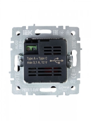 Розетка BRITE USB A+C 18Вт РЮ11-1-БрЧ черн. IEK BR-U22-018-K02 BR-U22-018-K02