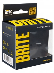 Розетка BRITE USB A+C 18Вт РЮ11-1-БрЧ черн. IEK BR-U22-018-K02 BR-U22-018-K02