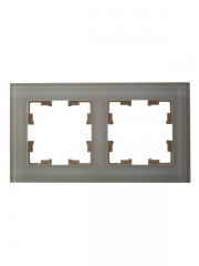 Рамка 2-м BRITE РУ-2-2-БрВа стекло ванильн. IEK BR-M22-G-K10 BR-M22-G-K10