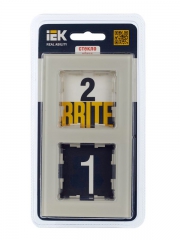 Рамка 2-м BRITE РУ-2-2-БрВа стекло ванильн. IEK BR-M22-G-K10 BR-M22-G-K10