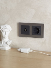 Рамка 2-м BRITE РУ-2-2-БрСе стекло сер. IEK BR-M22-G-K03 BR-M22-G-K03