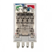 Реле промежуточное RPAt 22/4 5А 24В DC с кнопкой и мех. индикацией AVERES EKF rpat-22-4-24DC rpat-22-4-24DC