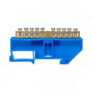 Шина нулевая N 6х9 10 отверстий синий изолятор на DIN-рейку латунь розн. стикер PROxima EKF sn0-63-10-d-r sn0-63-10-d-r