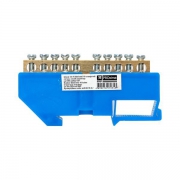 Шина нулевая N 6х9 10 отверстий синий изолятор на DIN-рейку латунь розн. стикер PROxima EKF sn0-63-10-d-r sn0-63-10-d-r