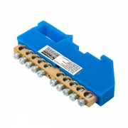 Шина нулевая N 6х9 10 отверстий синий изолятор на DIN-рейку латунь розн. стикер PROxima EKF sn0-63-10-d-r sn0-63-10-d-r