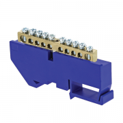 Шина нулевая N 6х9 10 отвер. латунь син. изолятор на DIN-рейку PROxima EKF sn0-63-10-d sn0-63-10-d