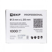Гвозди кованные для монтажного пистолета по бетону металлу (тип CN) Bullet Type d3мм дл.25мм цинкование (уп.1000шт) Expert EKF cpn-3025bp cpn-3025bp