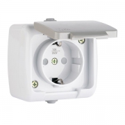 Розетка 1-м ОП Мурманск 16А IP54 с заземл. защ. шторки с крышкой сер. EKF EFR16-029-30-54 EFR16-029-30-54